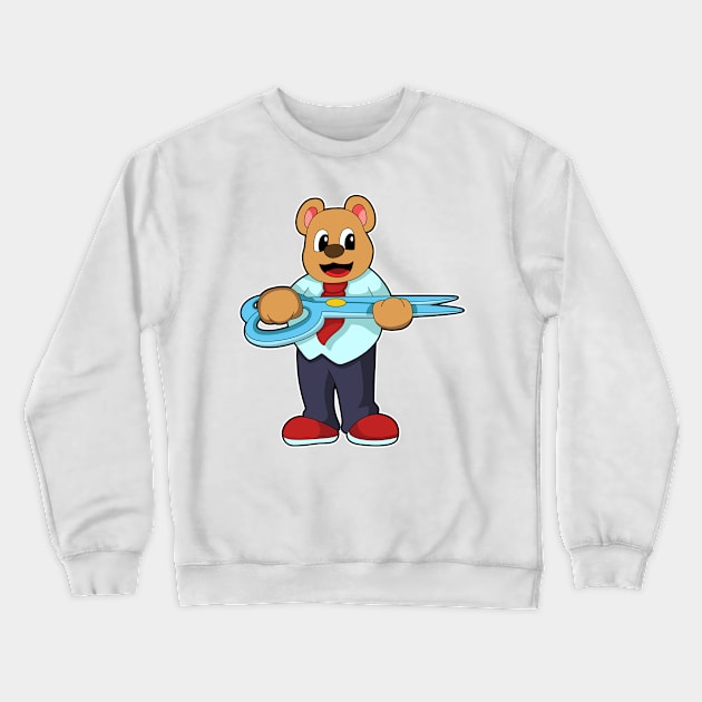 Bear as Hairdresser with Scissors Crewneck Sweatshirt by Markus Schnabel